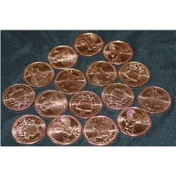 2011 liberty copper round .999 fine 1 oz. lot of 16