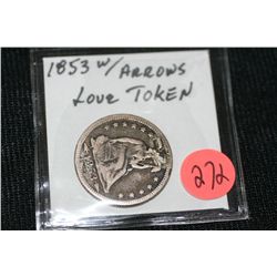1853 Seated Liberty w/arrows love token