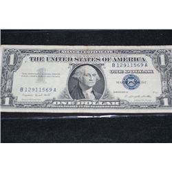 1957-A Silver Certificate $1 Federal reserve note Blue Seal #B12911569A
