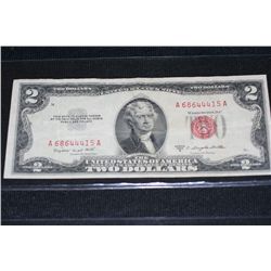 1953-B US Two Dollar federal reserve red seal # A68644415A