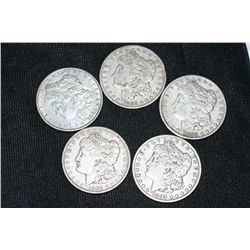 Silver Morgan Dollar various dates & conditions, Lot of 5