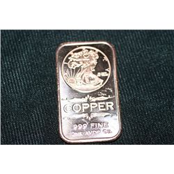 2011 copper ingot .999 fine 1 oz.