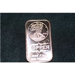 2011 copper ingot .999 fine 1 oz.