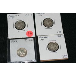 mercury dimes lot of 4