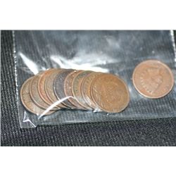 indian head pennies various dates & conditions, lot of 10