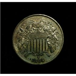 1864 2 Cent Piece Grades almost Uncirculated au58