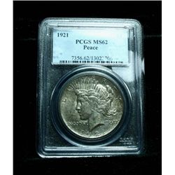 PCGS 1921-p Peace Dollar graded Select Uncirculated ms62 PCGS