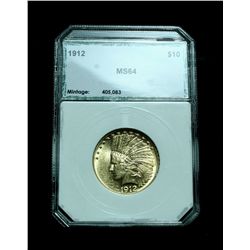 PCI  1912-p $10 Gold Indian Graded Choice ms64  PCI  Original Green label