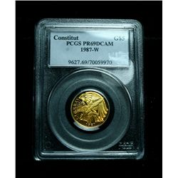 PCGS 1987-w Constitution Proof $5 Gold Commemorative Graded PR69 DCAM PCGS
