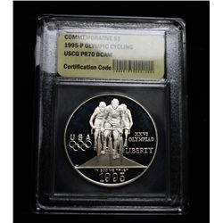 1995-p Olympic Cycling Proof Commemorative Silver Dollar Graded PR70 DCAM