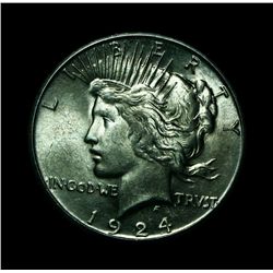 ***RARE  1924-s Peace Dollar grades Choice Uncirculated ms64  RARE ***