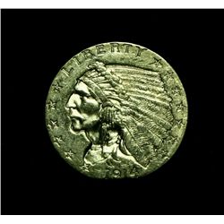 1914-p $2 1/2 Gold Indian Grades Uncirculated ms62   BETTER DATE!!