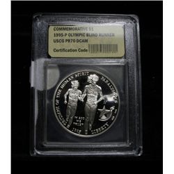 1995-p Paralympics (Blind Runner) Proof Commemorative Dollar Graded PR70 DCAM