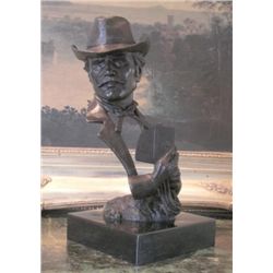 Handsome Bronze Bust Sculpture Poker Player
