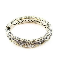 Designer Tu-tone Bold Style Ribbed Bangel Bracelet MWF1