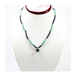 Natural 89.93 ctw Emerald & Sapphire Bead Necklace