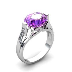 Genuine 4.59 ctw Amethyst Ring 10kt White or Yellow Gold