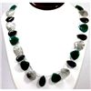 385.60ctw Natural pear cut Black Laborite, Black Onyx & Emerald Beads Necklace with brass clasp