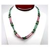 Image 1 : Natural 147.85 ctw Emerald, Ruby & Sapphire Bead Necklace