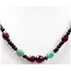 Image 2 : Natural 157.08 ctw Emerald, Ruby & Sapphire Bead Necklace