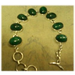 Emerald Gemstone in Silver Bracelet