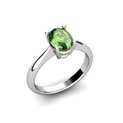 Genuine 1.18 ctw Green Tourmaline Ring 14kt White or Yellow Gold