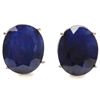 Genuine 18.66 ctw Sapphire Stud Earring 14kt W/Y Gold