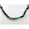 Image 2 : Natural 125.82 ctw Emerald, Ruby & Sapphire Bead Necklace