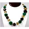 Image 1 : 377.16 ctw Natural Pear Cut Emerald, Amethyst & Citrine Beads Necklace with brass clasp