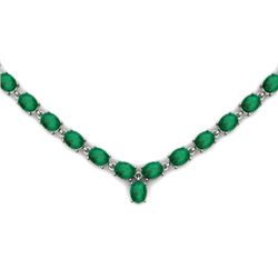 Natural Emerald 51.66ctw Oval Necklace .925 Sterling Silver