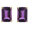 Genuine 8x6mm Emerald-Cut Amethyst Earrings 14kt Gold-Yellow