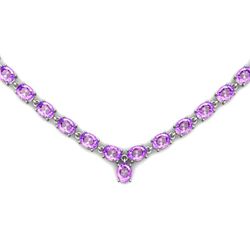 Natural Amethyst 51.25ctw Oval Necklace .925 Sterling Silver