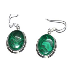 Silver Green Onex Oval Earring