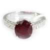 Image 1 : Genuine 4.66 ctw Ruby & Diamond Ring 18kt Gold-White