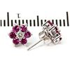 Image 2 : Genuine 1.0 ctw Ruby Flower Earring 14kt Yellow or White Gold 1.76g