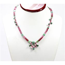 Natural 124.03 ctw Ruby & Emerald Bead Necklace