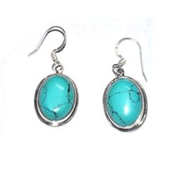 Silver Firoza Oval Earring 18.20ctw