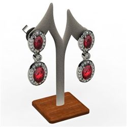 Ruby 4.12 ctw Diamond Dangling Earring 18k W/Y Gold