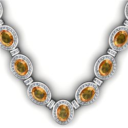 36.10 ctw Citrine & Diamond Necklace 925 Sterling Silver