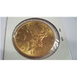 1894-S $20 Gold Liberty Coin, BU