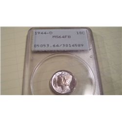 1944-D SILVER ROOSEVELT DIME PCGS MS-64 FULL BACKS