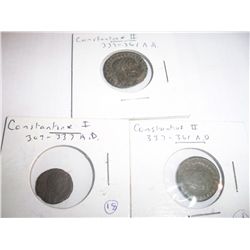 3 Rare Ancient Coins, Different Eras, About 1600 years Old