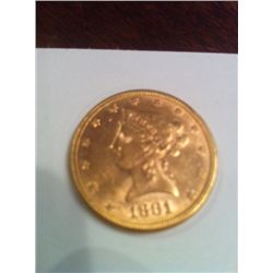 1881 $10 GOLD LIBERTY, BU