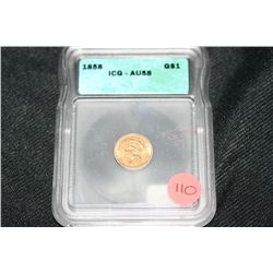 1858 indian princess gold one dollar ICG graded au58