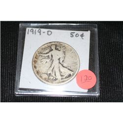 1919-D walking liberty half dollar