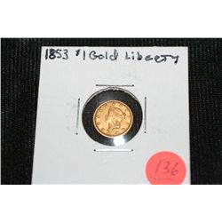 1853 gold liberty one dollar
