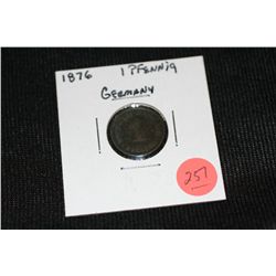 1876 germany 1 pfennig coin