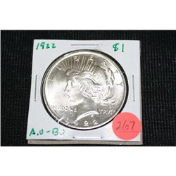 1922 peace one dollar AU-BU