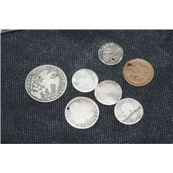 foreign coins, various dates, conditions & denominations, lot of 7