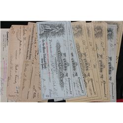 early 1900's cancelled checks, various banks & denominations, lot of 10